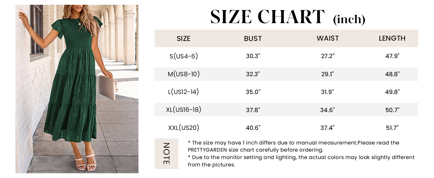 PRETTYGARDEN Midi Dress for Women Summer Floral Cap Sleeve Smocked Ruffle A Line Long Flowy Wedding Guest Dresses