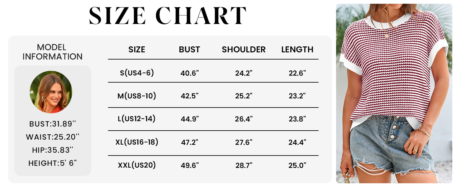 PRETTYGARDEN Womens Short Sleeve Sweater Spring Summer Round Neck Striped Pullover Cap Sleeve Knit Sweater Vest Tops