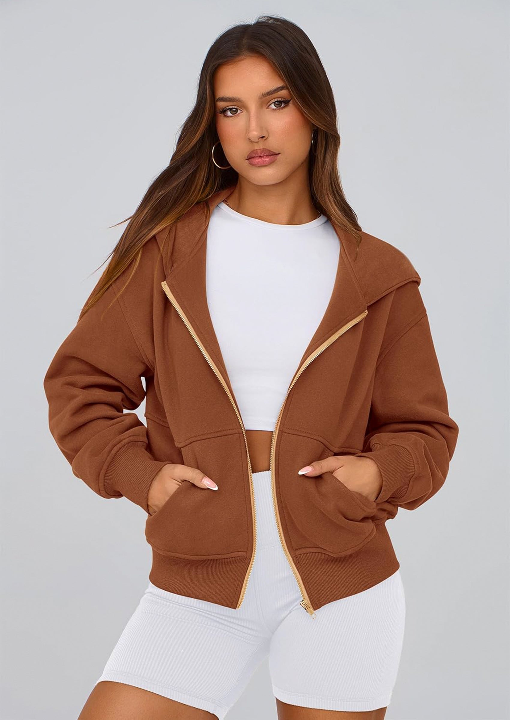 PRETTYGARDEN Hoodies For Women Sweatshirt Zip Up Hoodie Fall Fashion Trendy Long Sleeve Jackets Winter Clothing Outfits