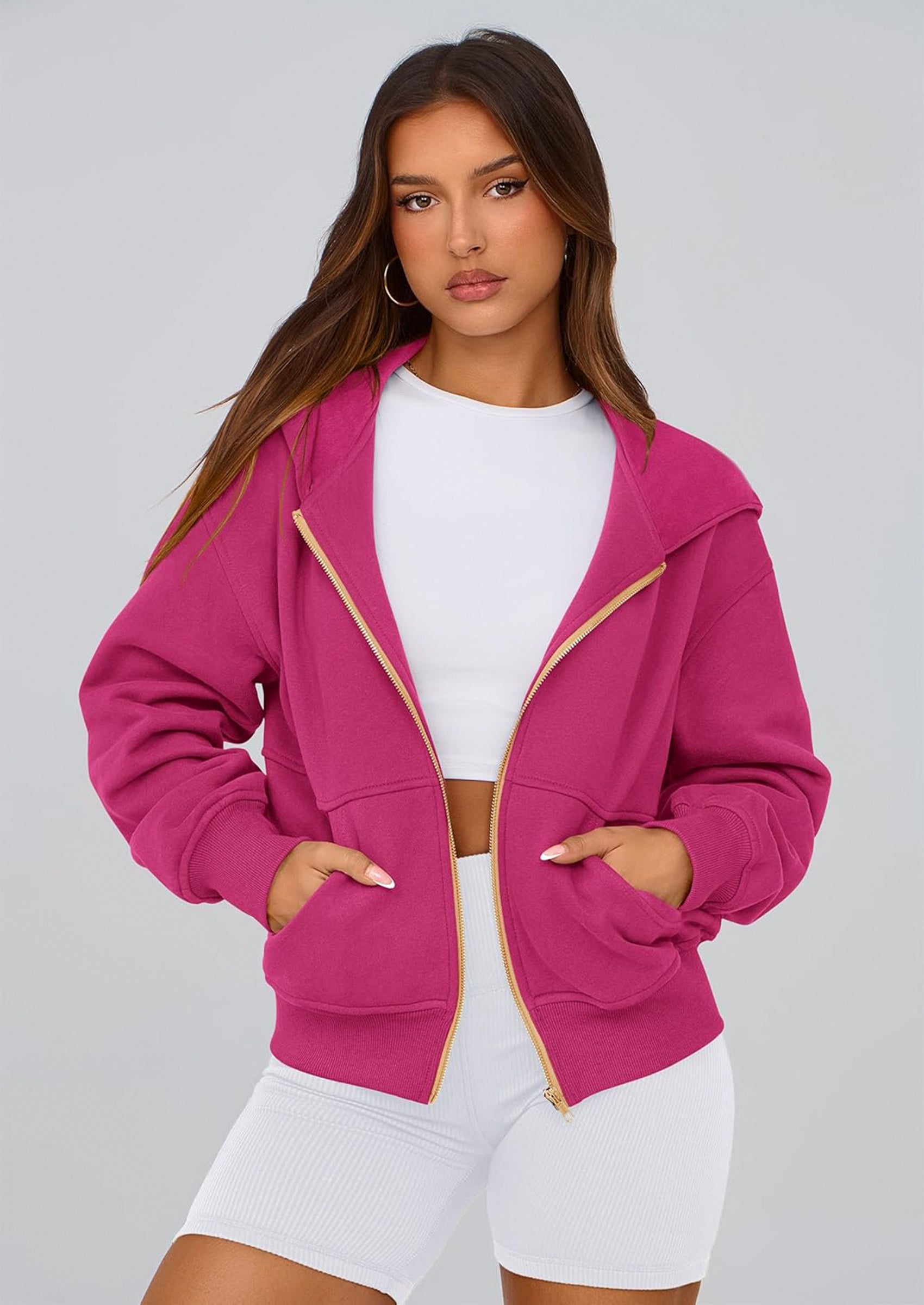 PRETTYGARDEN Hoodies For Women Sweatshirt Zip Up Hoodie Fall Fashion Trendy Long Sleeve Jackets Winter Clothing Outfits