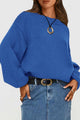 Women's 2024 Fall Chunky Knit Sweater Casual Long Lantern Sleeve Crewneck Pullover Jumper Tops