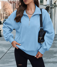 Women's Half Zip Sweatshirts Long Sleeve Cropped Pullover Tops Fall Fashion Y2K Clothes