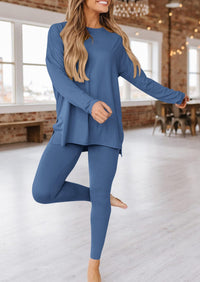 Fall 2 Piece Outfits Casual Long Sleeve Tunic Tops Legging Pants Matching Lounge Sets Sweatsuits