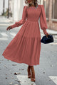 Women's Boho Lantern Sleeve Solid Color Fall Maxi Dress