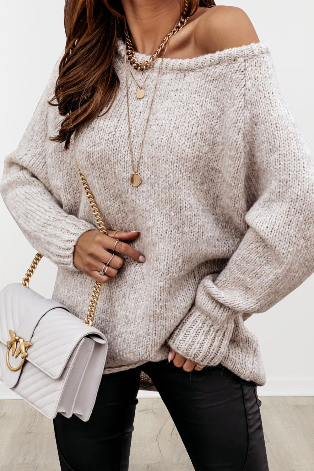 Women 2022 Ribbed Knitted Oversized Pullover Sweater