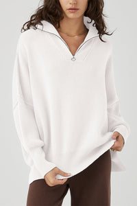 Oversized Long Sleeve Casual 1/4 Zip Up Sweatshirts Pullover