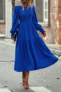 Women's Boho Lantern Sleeve Solid Color Fall Maxi Dress