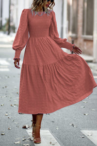 Women's Boho Lantern Sleeve Solid Color Fall Maxi Dress