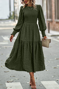 Women's Boho Lantern Sleeve Solid Color Fall Maxi Dress