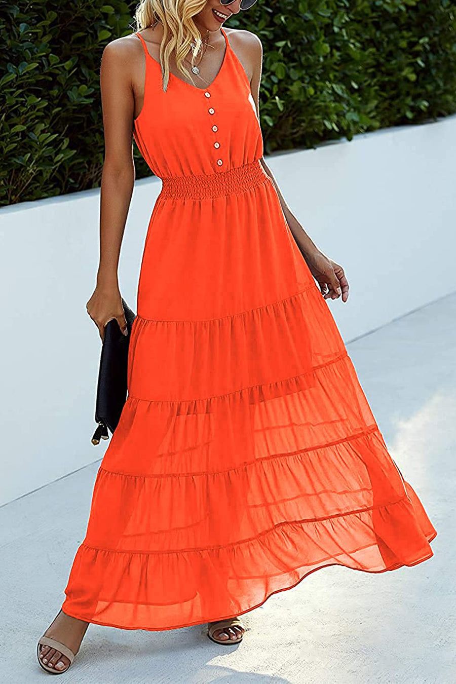 Summer Spaghetti Strap Sleeveless High Waist Beach Maxi Dress