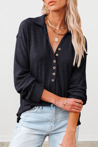 Button Up V Neck Knitted Sweater Blouses