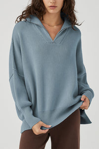 Oversized Long Sleeve Casual 1/4 Zip Up Sweatshirts Pullover