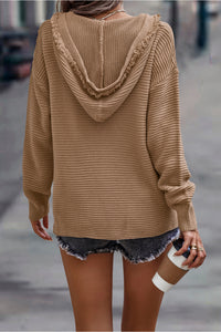 Long Sleeve V Neck Ribbed Knit Tunic Sweatshirt Pullover