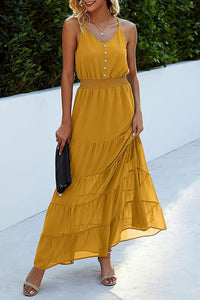 Summer Spaghetti Strap Sleeveless High Waist Beach Maxi Dress