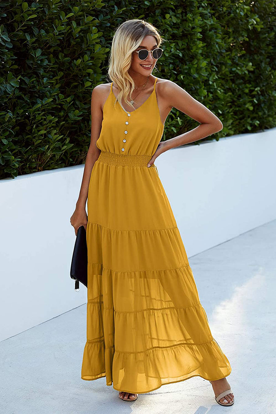 Summer Spaghetti Strap Sleeveless High Waist Beach Maxi Dress