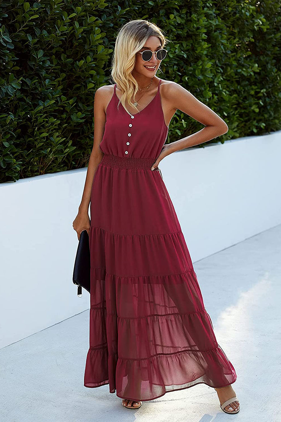 Summer Spaghetti Strap Sleeveless High Waist Beach Maxi Dress