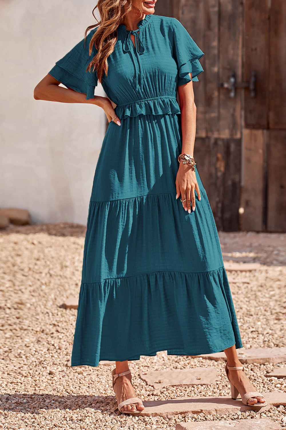 Women's Ruffle Boho Long Maxi Dress