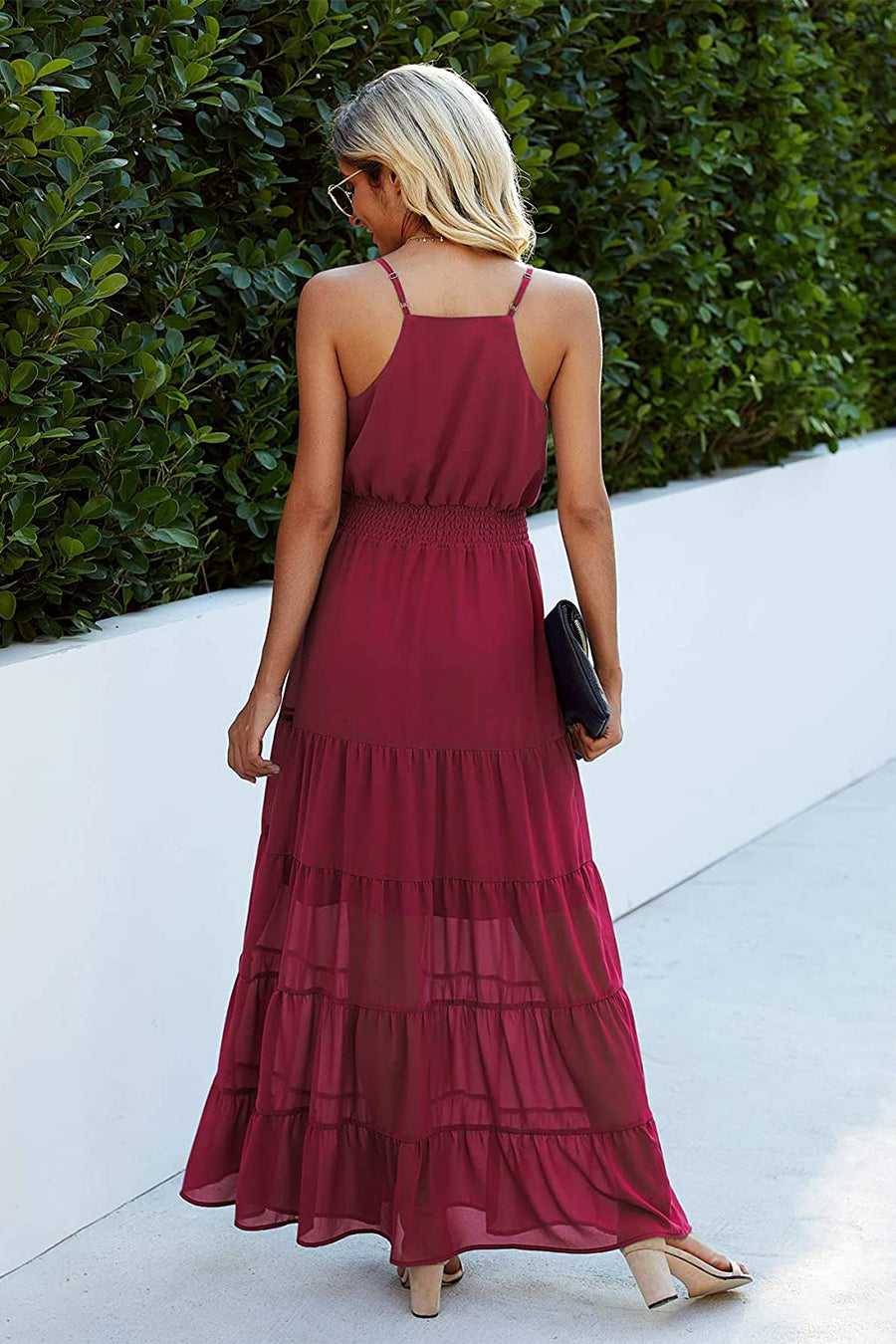 Summer Spaghetti Strap Sleeveless High Waist Beach Maxi Dress