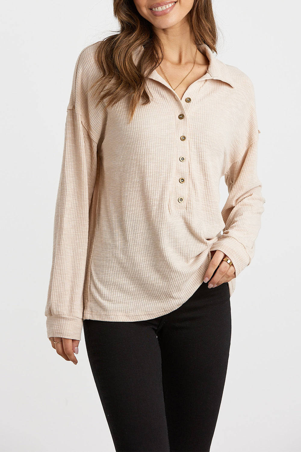 Button Up V Neck Knitted Sweater Blouses