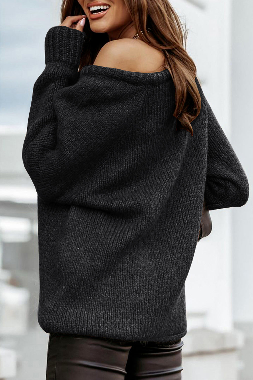 Women 2022 Ribbed Knitted Oversized Pullover Sweater