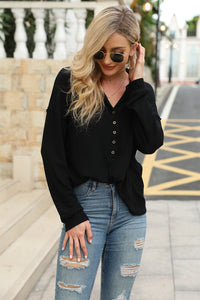 Button Up V Neck Knitted Sweater Blouses