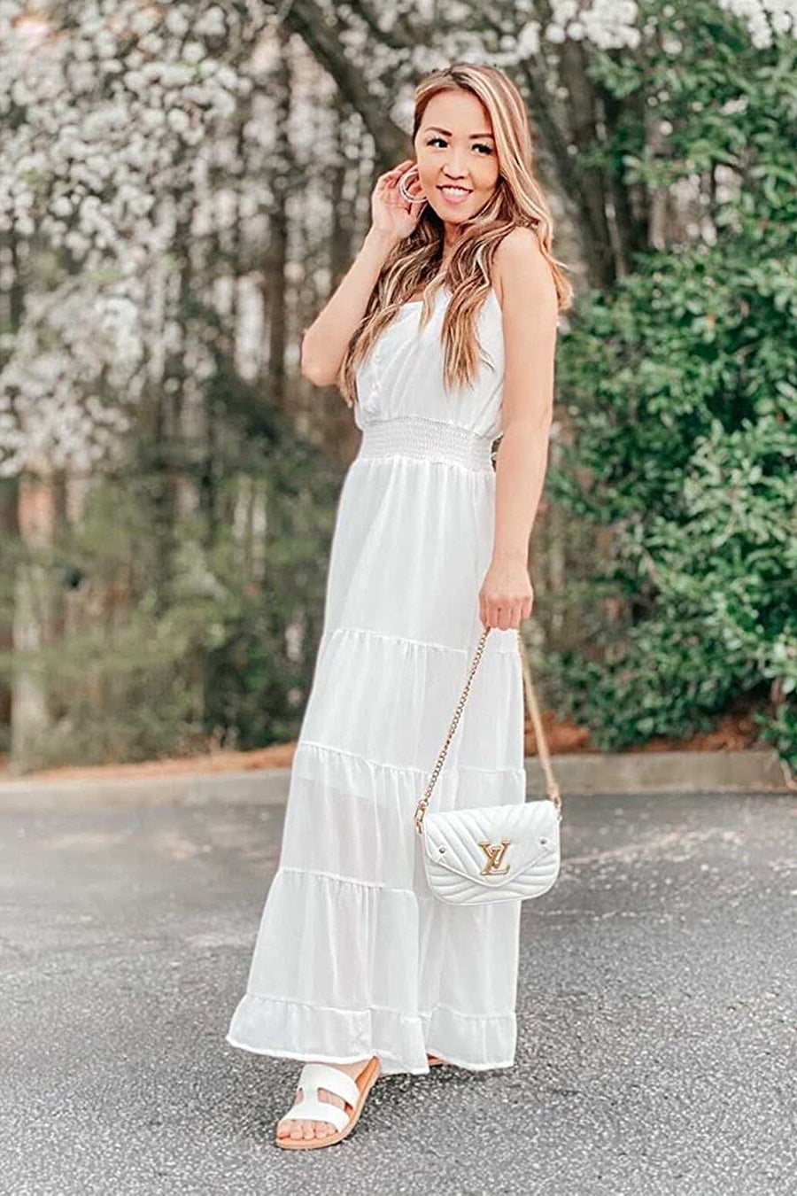 Summer Spaghetti Strap Sleeveless High Waist Beach Maxi Dress