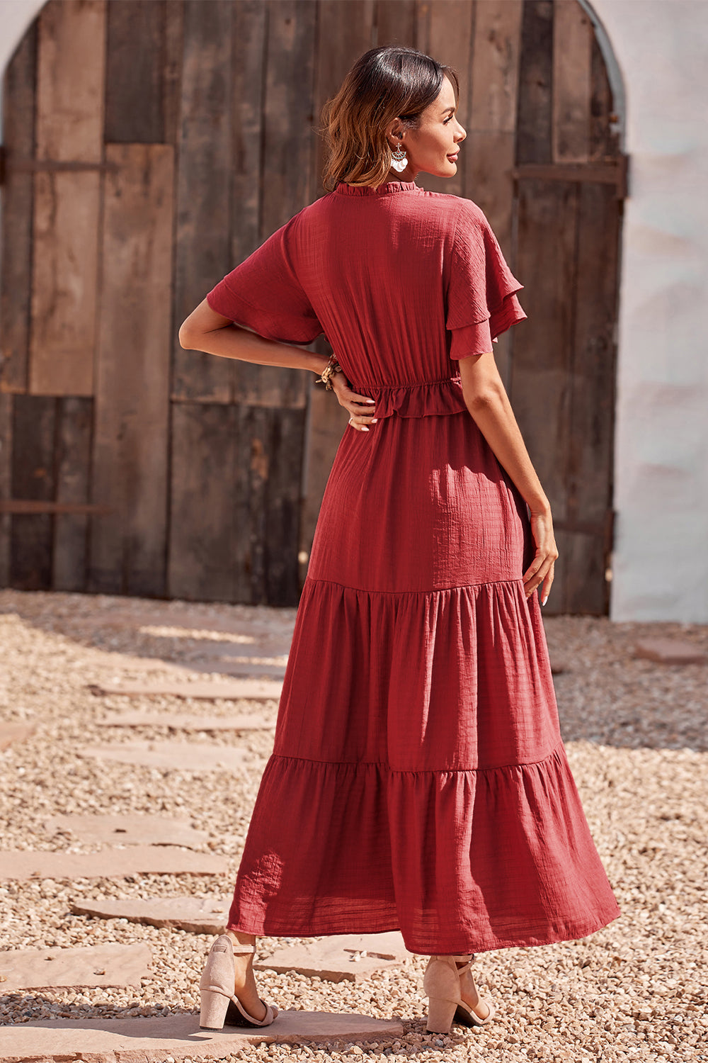 Women's Ruffle Boho Long Maxi Dress