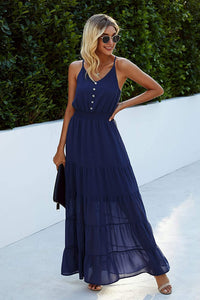 Summer Spaghetti Strap Sleeveless High Waist Beach Maxi Dress