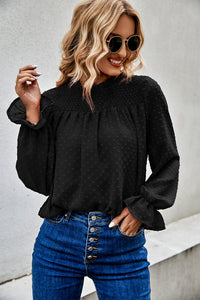 Ruffled Swiss Dot Chiffon Blouse