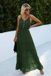 Summer Spaghetti Strap Sleeveless High Waist Beach Maxi Dress