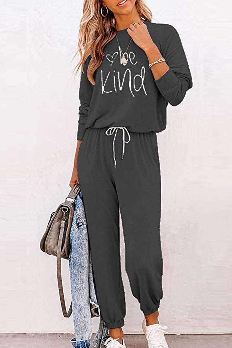 Black Crew Neck Long Sleeve Oversized Tracksuit