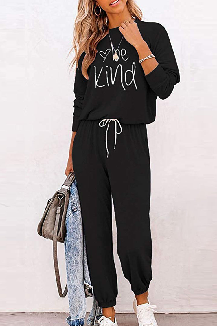 Black Crew Neck Long Sleeve Oversized Tracksuit