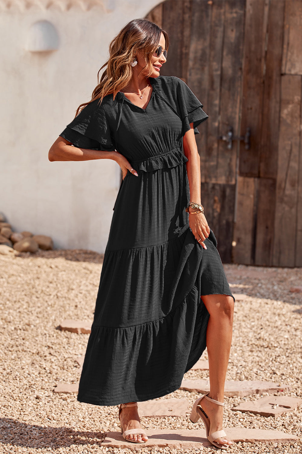 Women's Ruffle Boho Long Maxi Dress