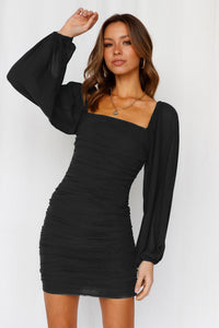 Lantern Long Sleeve Square Neck Party Cocktail Dresses