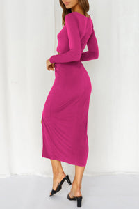 Cutout Bodycon Twist Waist Midi Dress