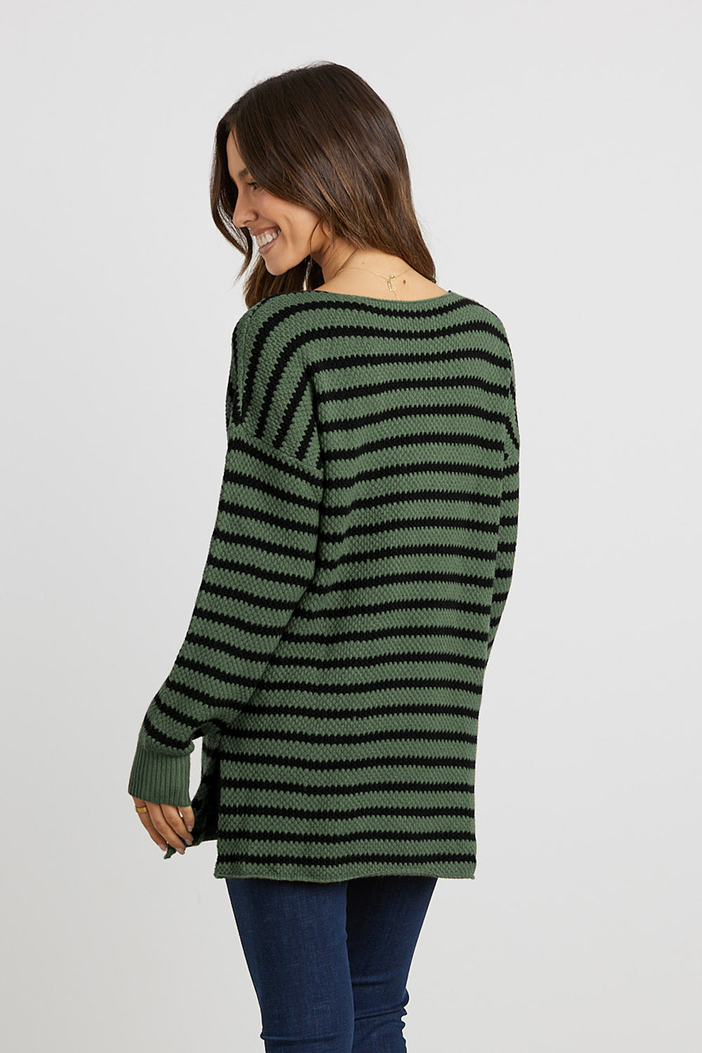 Oversized Side Split Stripe Pullover Sweater