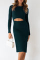 Crewneck Solid Color Fitted Pencil Bodycon Party Dress