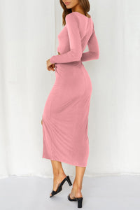 Cutout Bodycon Twist Waist Midi Dress