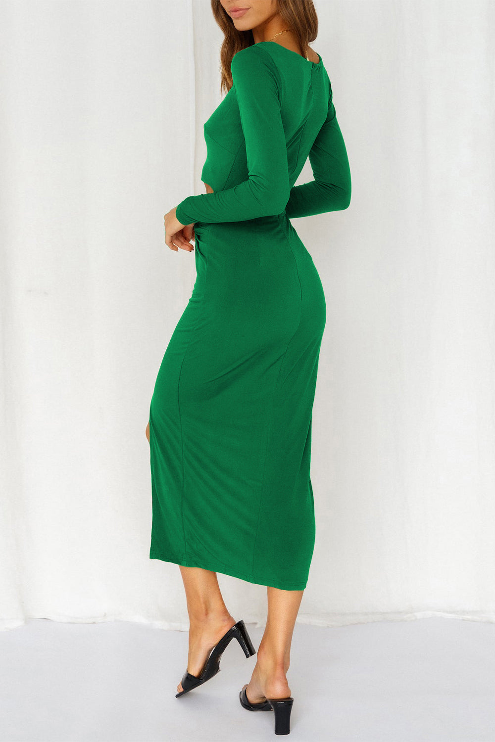 Cutout Bodycon Twist Waist Midi Dress