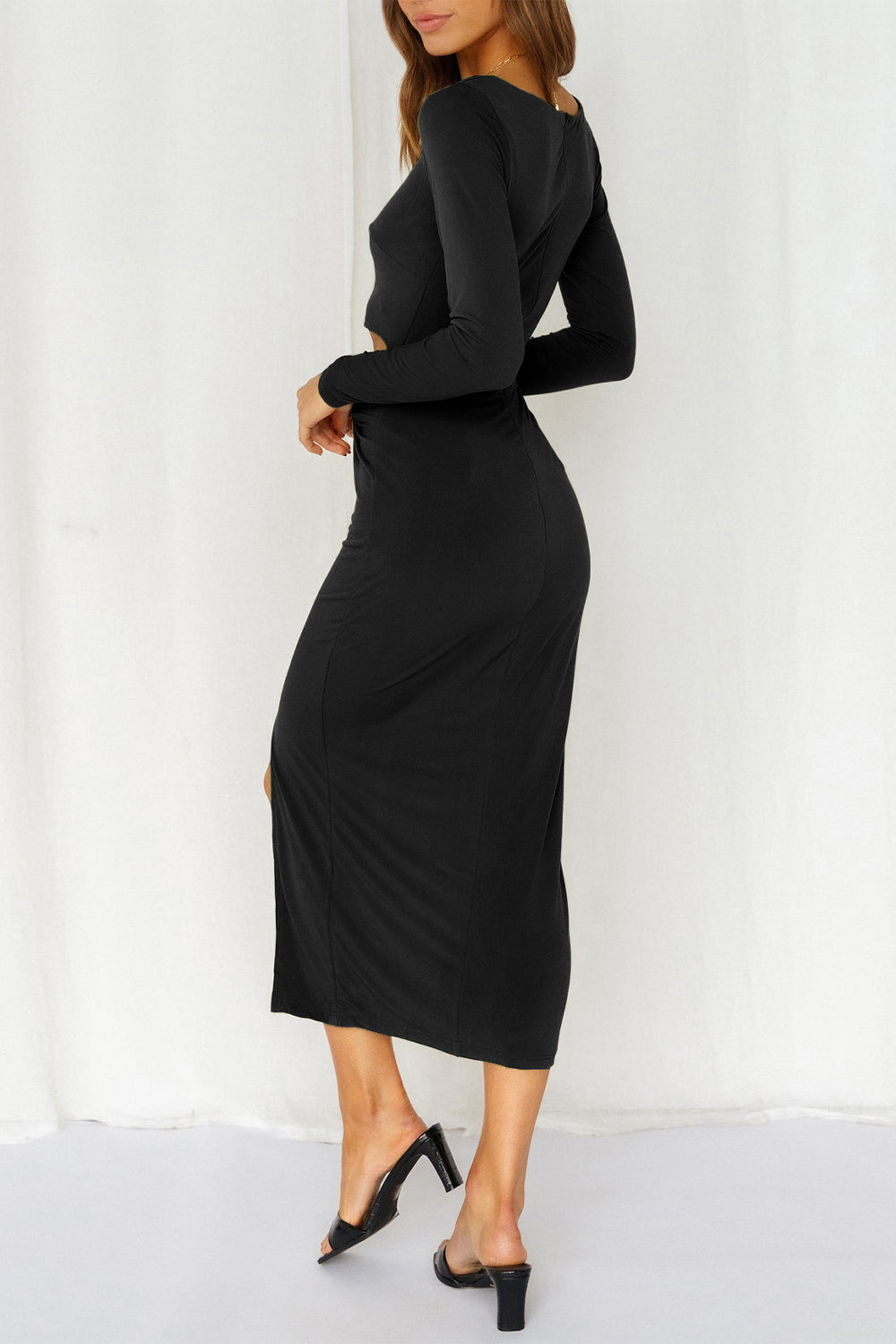 Cutout Bodycon Twist Waist Midi Dress