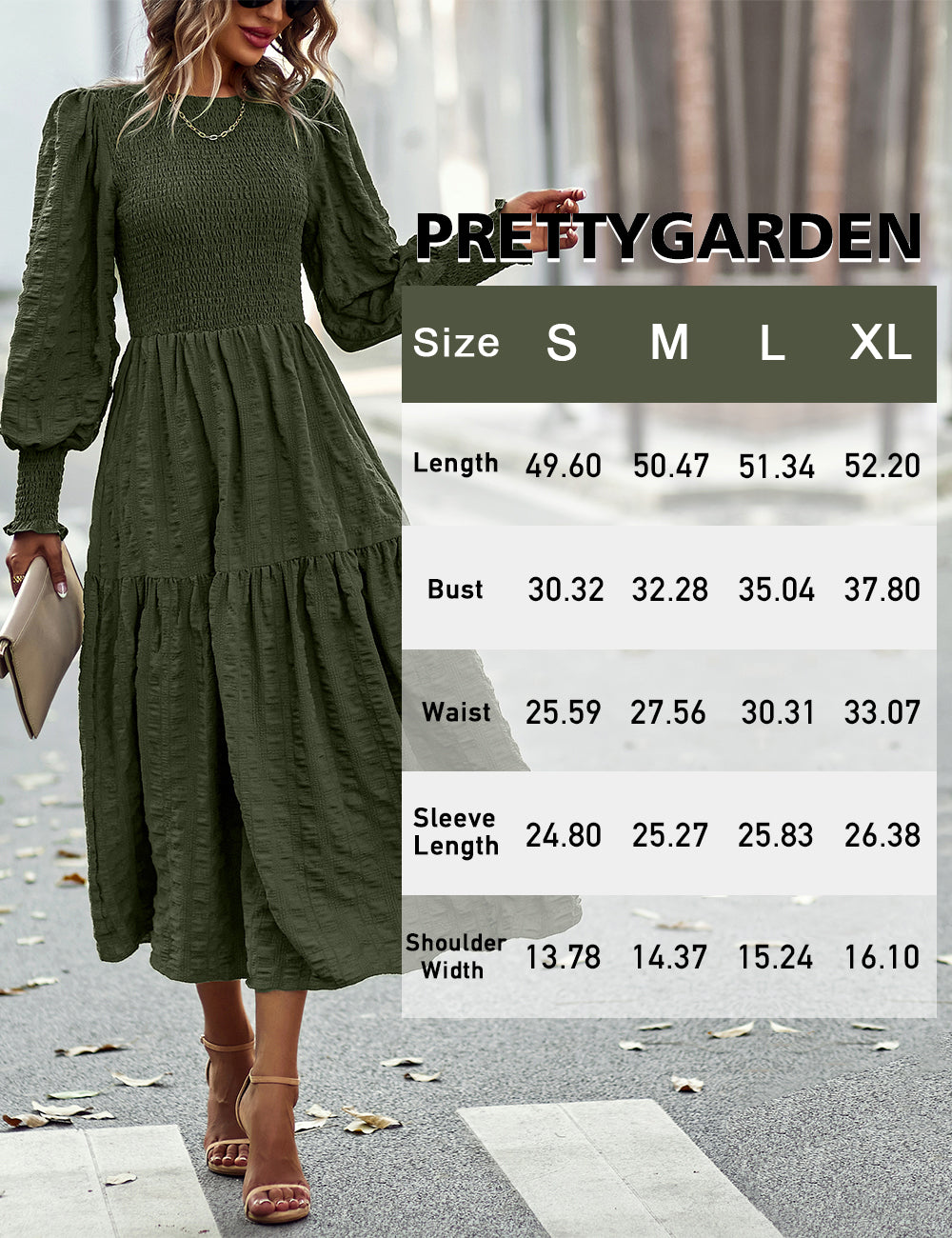 Women's Boho Lantern Sleeve Solid Color Fall Maxi Dress