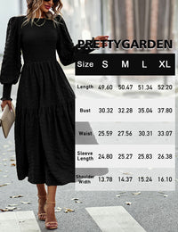 Women's Boho Lantern Sleeve Solid Color Fall Maxi Dress