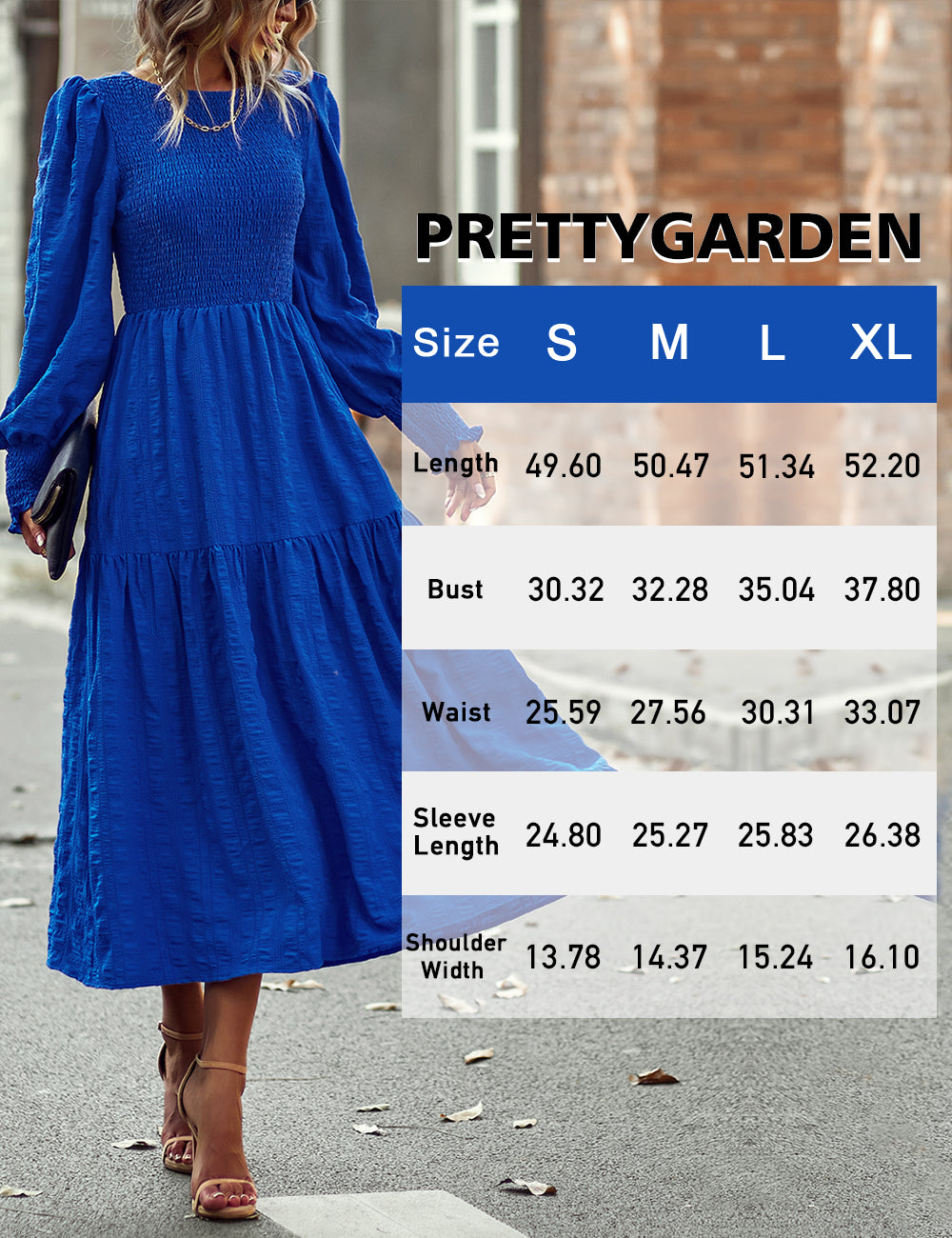 Women's Boho Lantern Sleeve Solid Color Fall Maxi Dress