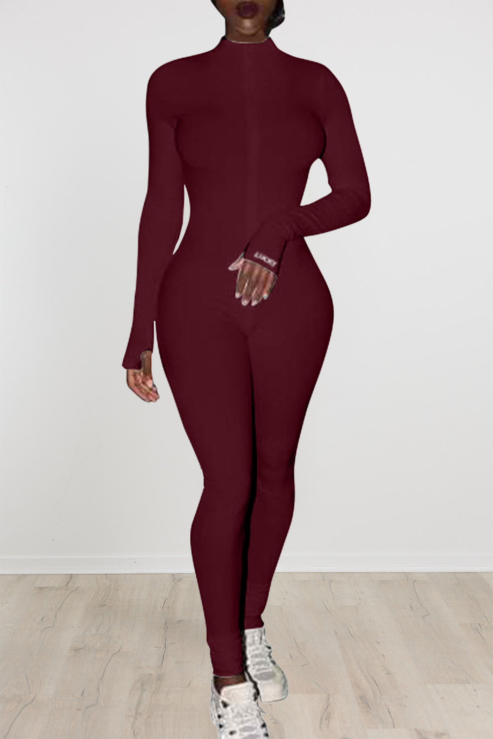 Sexy Long Sleeve Turtleneck Zipper One Piece Romper Outfits