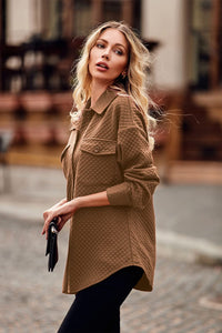 Long Sleeve Button Down Lapel Coat Outerwear With Pockets