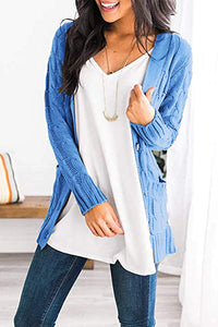 Knitted Solid Color Button Down Chunky Outwear Cardigan