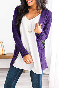 Knitted Solid Color Button Down Chunky Outwear Cardigan