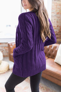 Knitted Solid Color Button Down Chunky Outwear Cardigan