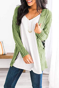 Knitted Solid Color Button Down Chunky Outwear Cardigan