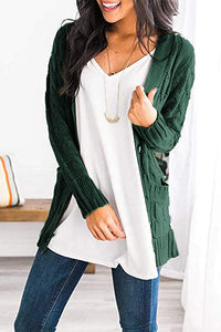 Knitted Solid Color Button Down Chunky Outwear Cardigan